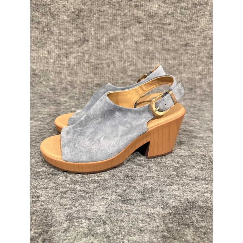 Dr. Scholls Original Collection Wind Down Blue Leather Platform Sandals 9M